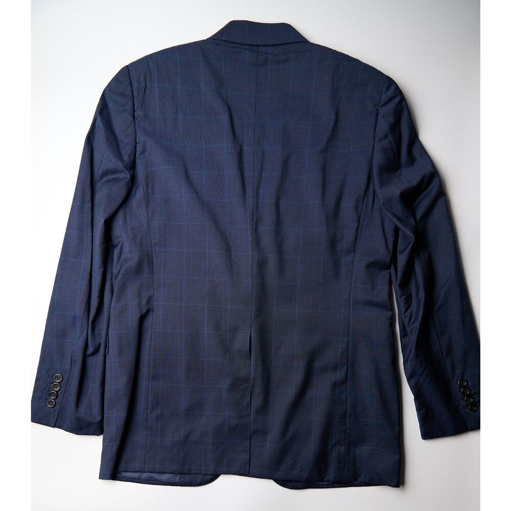 Canali Men’s Sport Coat 40R Navy Check Wool Cupro 2-Button Blazer Hole on Sleeve - Picture 2 of 11